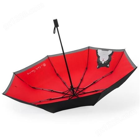 添奇新品呆萌猫咪折叠防晒伞创意遮阳晴雨伞女黑胶广告伞一件代发
