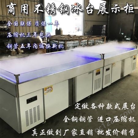 重庆商用冰台海鲜冰台冷冻展示柜定制