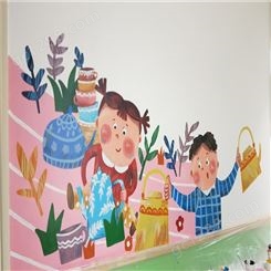 和佳广告名画油画手绘 学校走廊装饰 立体文化墙绘画