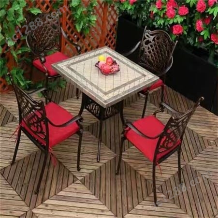 鑫森木实木休闲桌椅金属桌子铸铝露台别墅庭院露台椅子