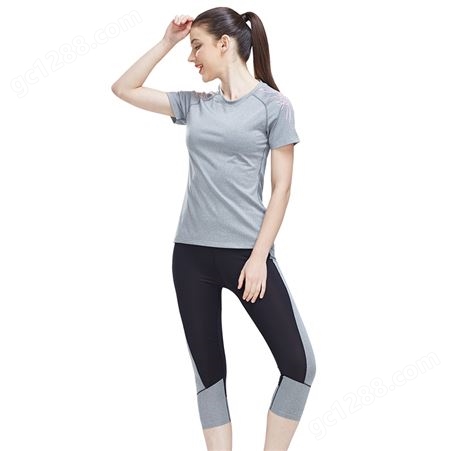 星加坊瑜伽服套装女修身显瘦健身服跑步运动服 X-501灰紫蓝五件套