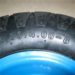 4.00-12四孔实心轮胎 70mm钢圈工程电动车轮子工地三轮车橡胶外胎