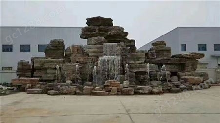 千层石假山喷泉 石材 塑山 塑石 大自然石 岑景园林